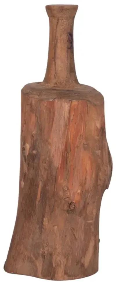 18" Reclaimed Wood Bottle Object, Brown