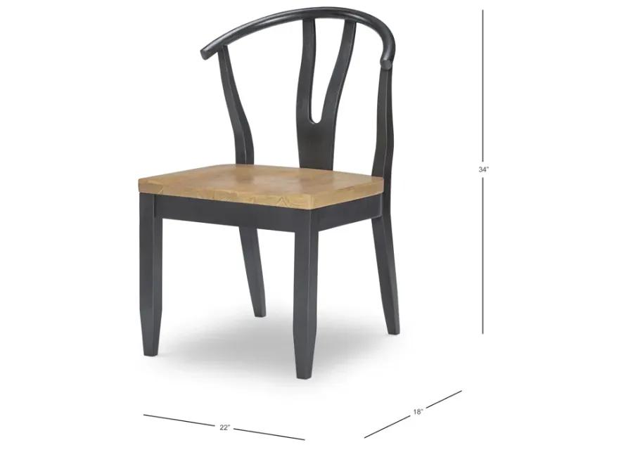 Franklin Side Chair Wishbone Back With Wood Seat (Black)