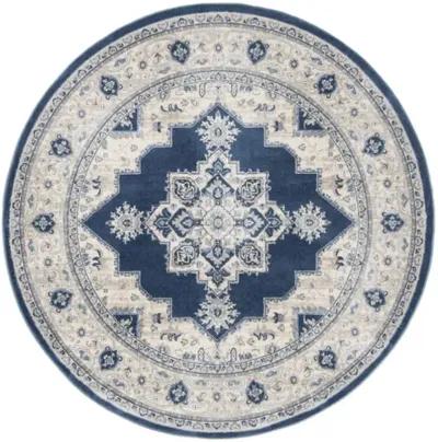 Brentwood 865 Navy / Creme 3' X 3' Round Round Powerloomed Rug