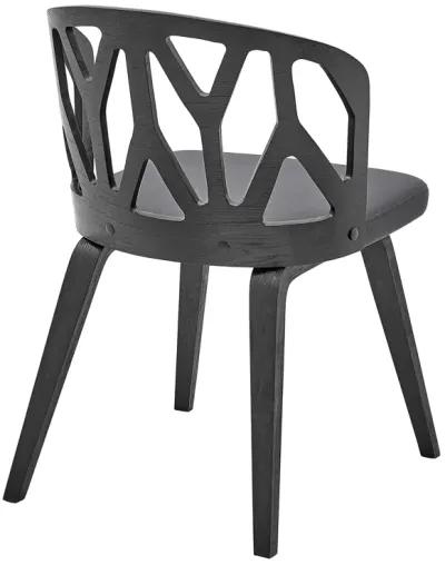 Nia Gray Faux Leather and Black Wood Dining Chairs - Set of 2