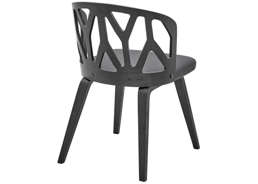 Nia Gray Faux Leather and Black Wood Dining Chairs - Set of 2