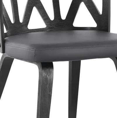 Nia Gray Faux Leather and Black Wood Dining Chairs - Set of 2