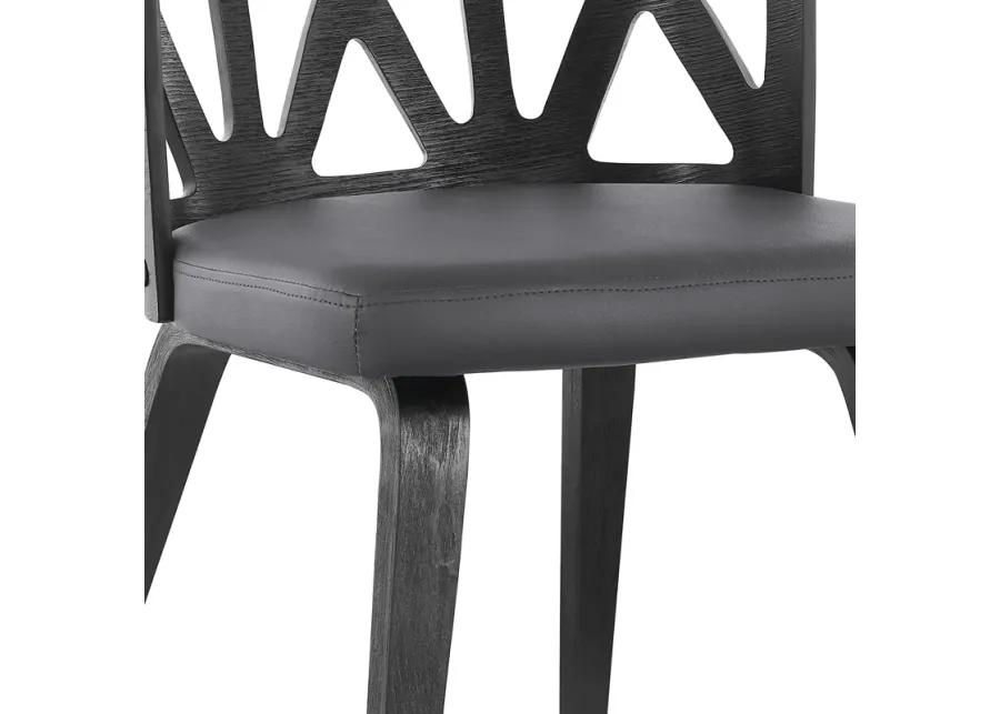 Nia Gray Faux Leather and Black Wood Dining Chairs - Set of 2