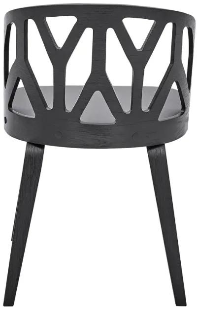 Nia Gray Faux Leather and Black Wood Dining Chairs - Set of 2