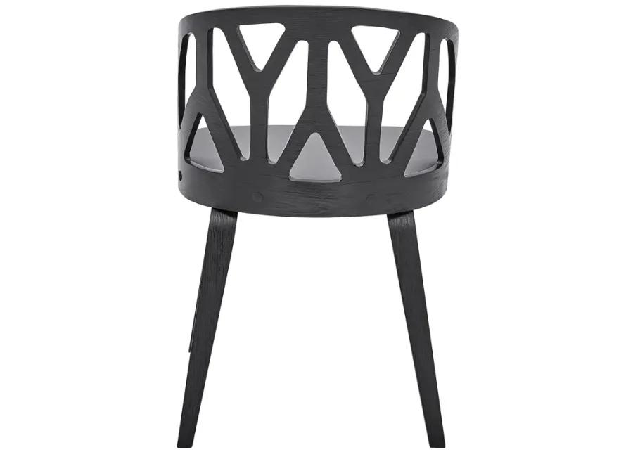 Nia Gray Faux Leather and Black Wood Dining Chairs - Set of 2