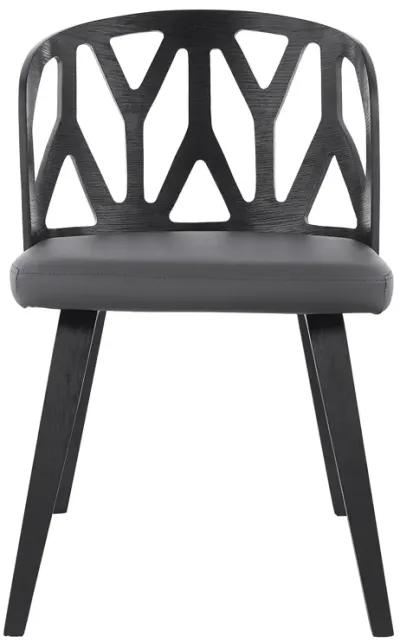 Nia Gray Faux Leather and Black Wood Dining Chairs - Set of 2