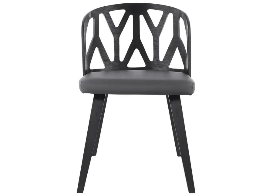 Nia Gray Faux Leather and Black Wood Dining Chairs - Set of 2