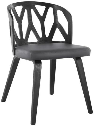 Nia Gray Faux Leather and Black Wood Dining Chairs - Set of 2