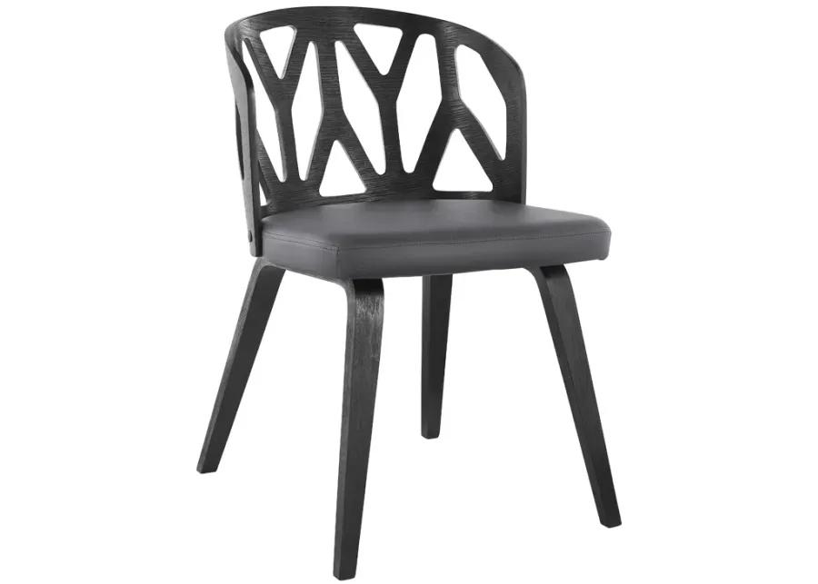 Nia Gray Faux Leather and Black Wood Dining Chairs - Set of 2