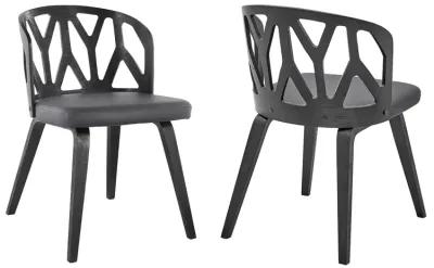 Nia Gray Faux Leather and Black Wood Dining Chairs - Set of 2