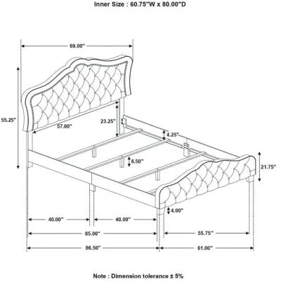 Bella Upholstered Tufted Panel Bed Grey