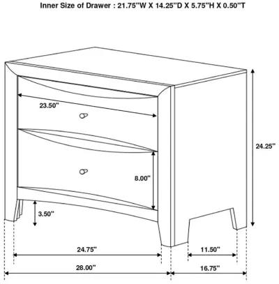 Phoenix 2-drawer Nightstand Deep Cappuccino