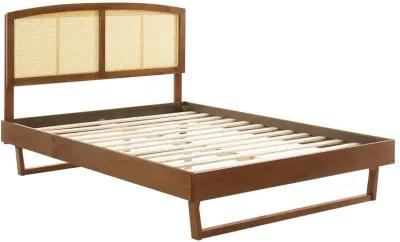 Sierra Cane and Wood Full Platform Bed With Angular Legs