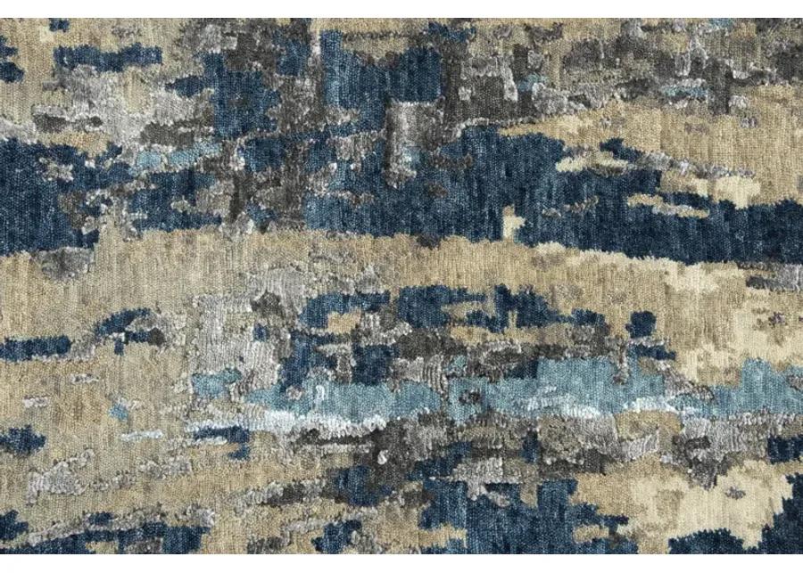 Finesse Beige/Gray Abstract Hand Spun New Zealand Wool/Tencel 10' x 14' Rectangle Rug