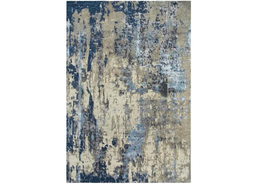 Finesse Beige/Gray Abstract Hand Spun New Zealand Wool/Tencel 10' x 14' Rectangle Rug