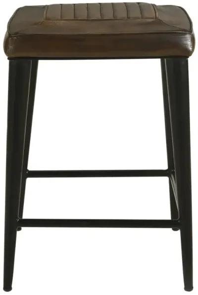 Alvaro Leather Upholstered Backless Counter Height Stool Antique Brown and Black (Set of 2)