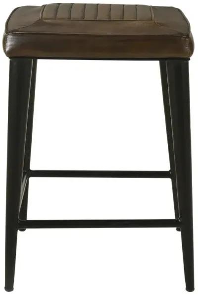 Alvaro Leather Upholstered Backless Counter Height Stool Antique Brown and Black (Set of 2)