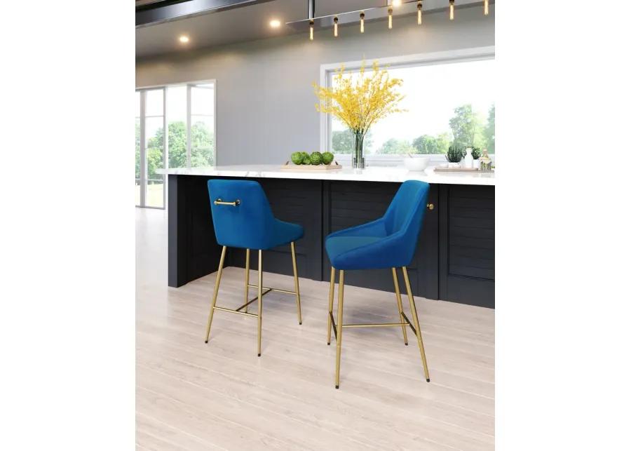 Madelaine Counter Stool Navy Blue & Gold