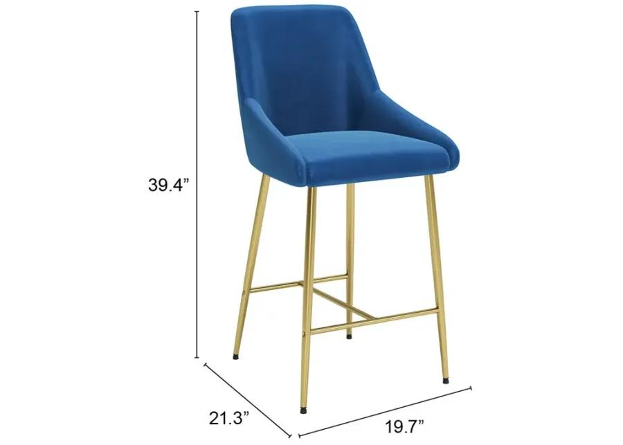 Madelaine Counter Stool Navy Blue & Gold