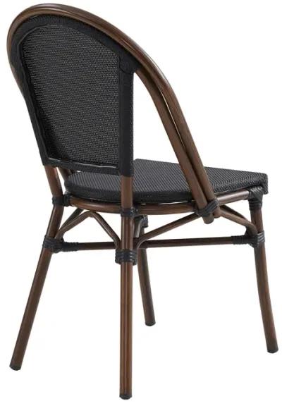 Jannie Stacking Side Chair in Black Textylene Mesh with Brown Frame - Set of 2