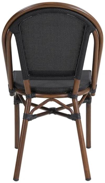 Jannie Stacking Side Chair in Black Textylene Mesh with Brown Frame - Set of 2