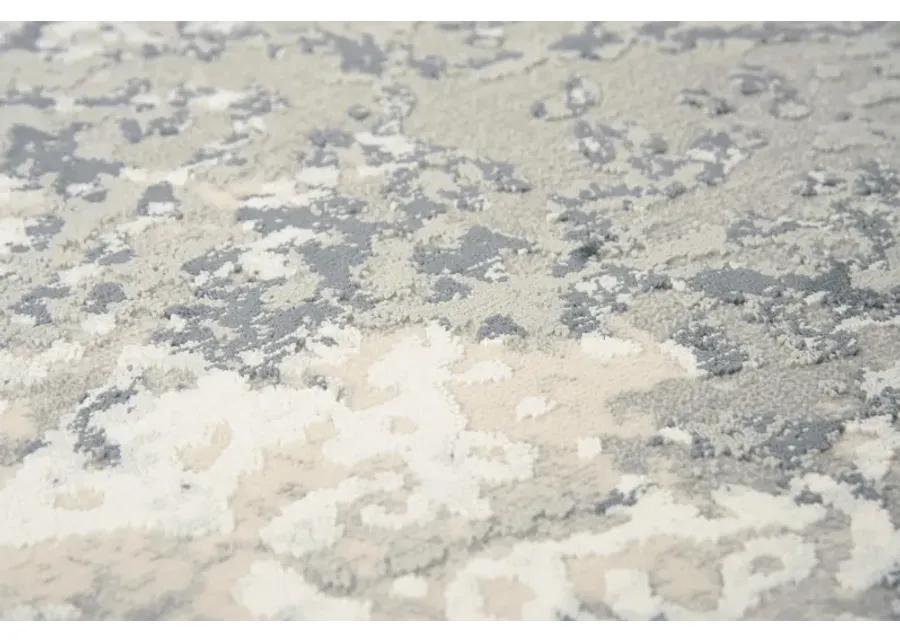 Chelsea Cream/Gray Abstract Polyester 5'3" x 7'6" Rectangle Rug