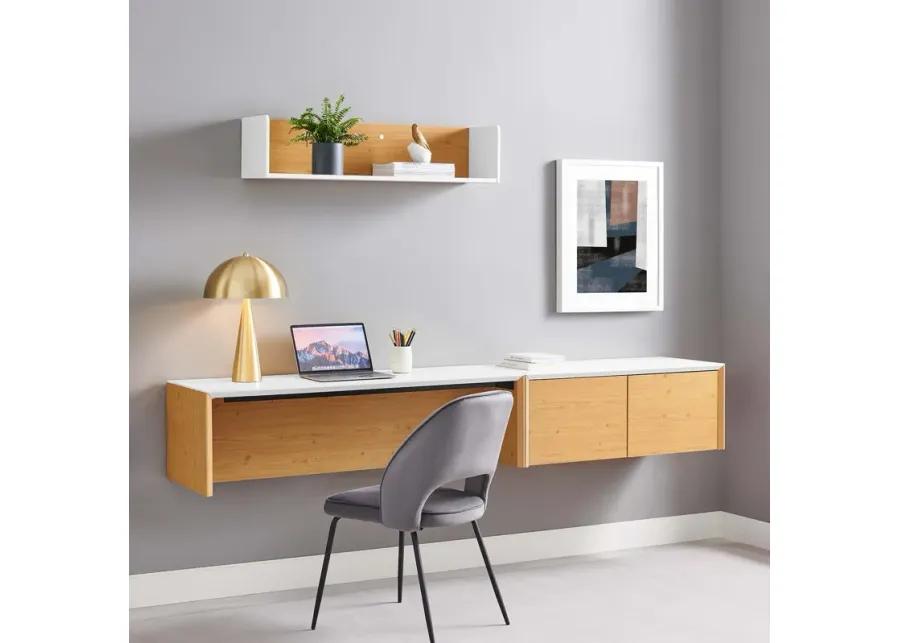 Kinetic 49" Wall-Mount Office Desk With Cabinet and Shelf