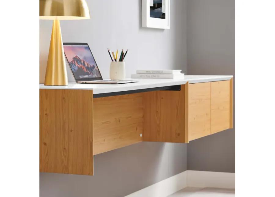 Kinetic 49" Wall-Mount Office Desk With Cabinet and Shelf