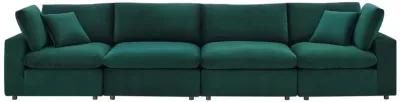 Commix Down Filled Overstuffed Performance Velvet 4-Seater Sofa