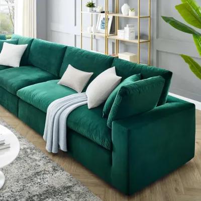 Commix Down Filled Overstuffed Performance Velvet 4-Seater Sofa