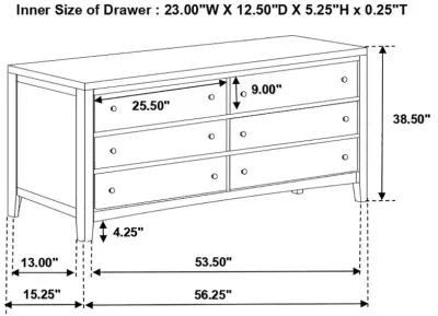 Carlton 6-Drawer Rectangular Dresser 