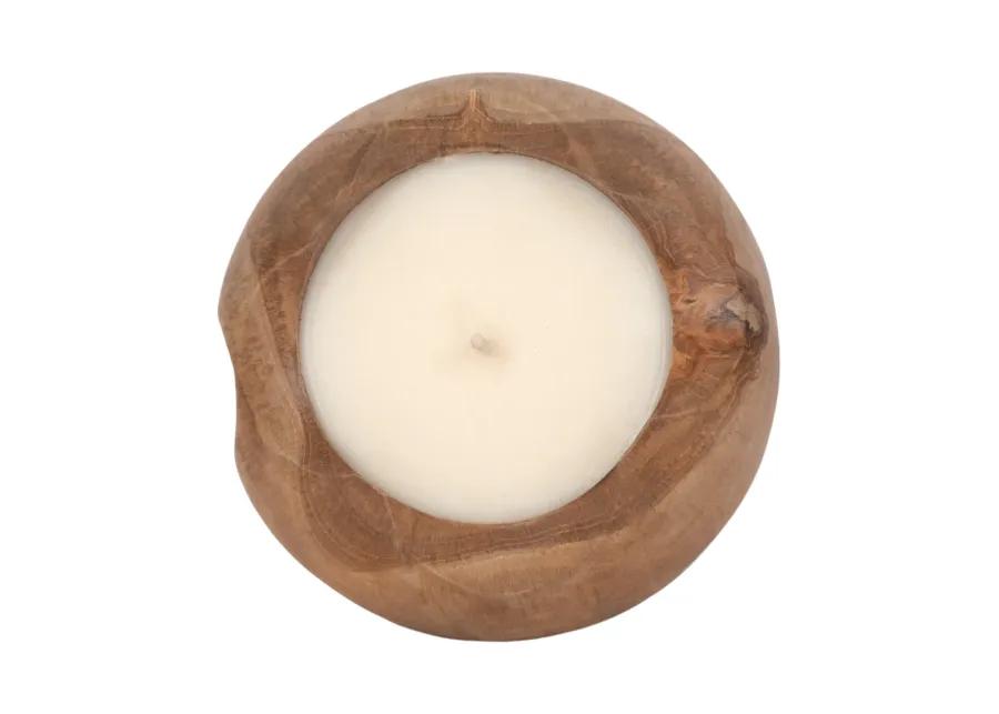 Teak, 8" Round Candle, Natural