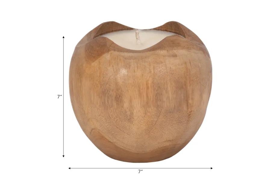 Teak, 8" Round Candle, Natural