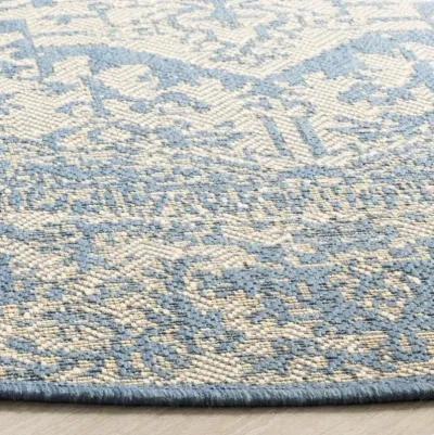 LINDEN 139 Collection LND139N-6R Cream / Blue 6'-7" X 6'-7" Round