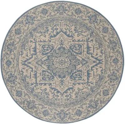 LINDEN 139 Collection LND139N-6R Cream / Blue 6'-7" X 6'-7" Round