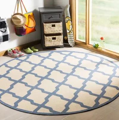 LINDEN 122 Collection LND122N-6R Cream / Blue 6'-7" X 6'-7" Round