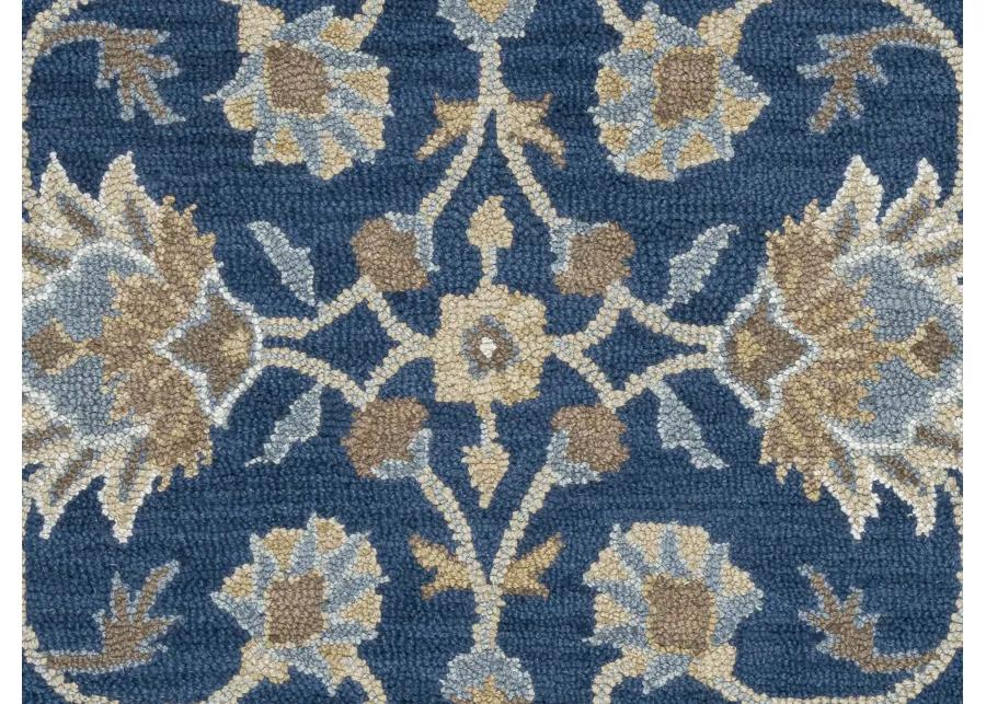 Ashlyn Blue border Wool 8' x 8' Round Round Rug