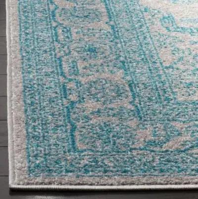 Adirondack Contemporary Light Grey / Teal 4' X 6' Powerloomed Rug