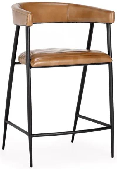 Preston 26" Leather Counter Stool in Caramel