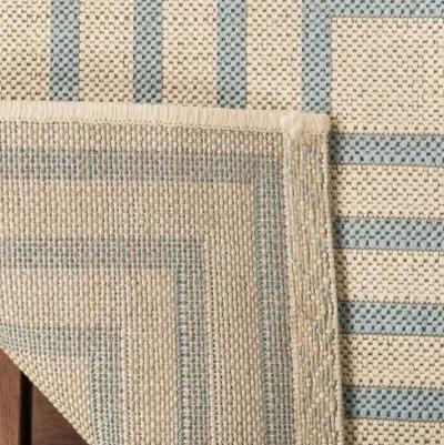 Safavieh BEACH HOUSE Collection BHS123L-5 Cream / Aqua 5'-3" X 7'-6"