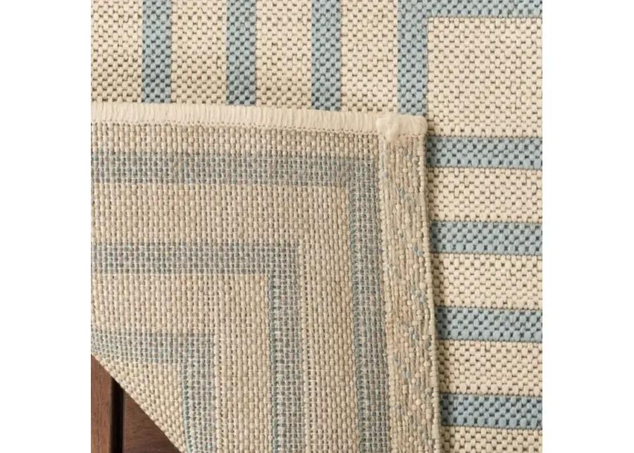 Safavieh BEACH HOUSE Collection BHS123L-5 Cream / Aqua 5'-3" X 7'-6"