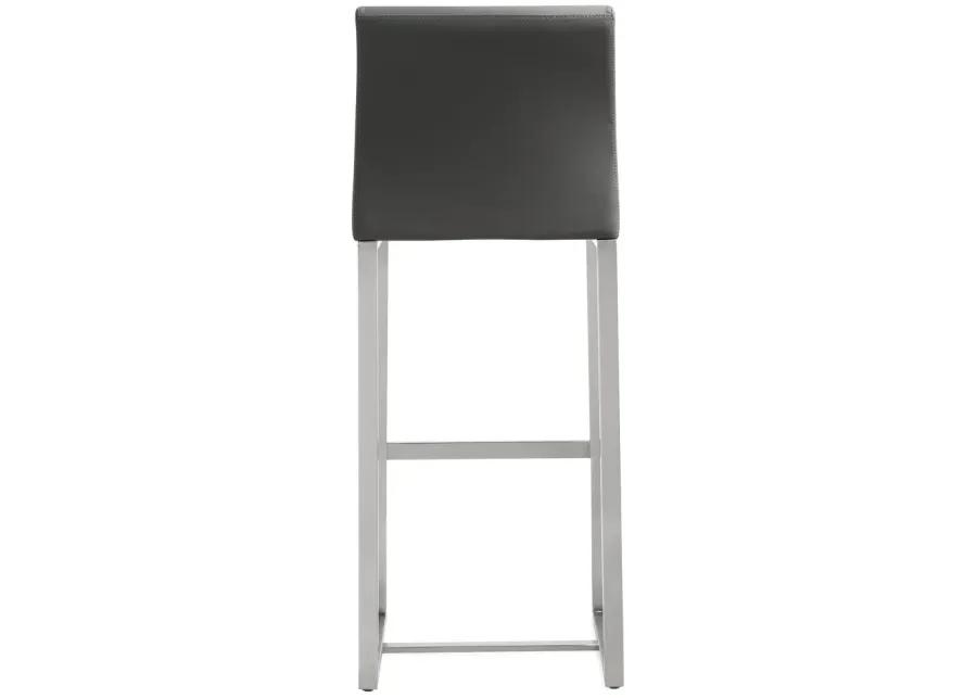 denmark grey stainless steel barstool (set of 2)