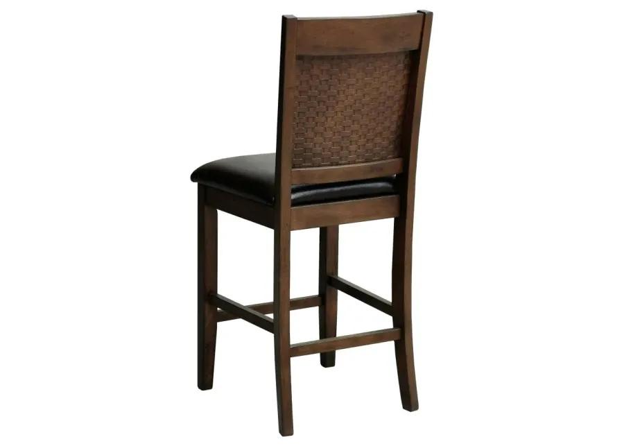 Dewey Upholstered Counter Height Chairs with Footrest (Set of 2) Brown and Walnut