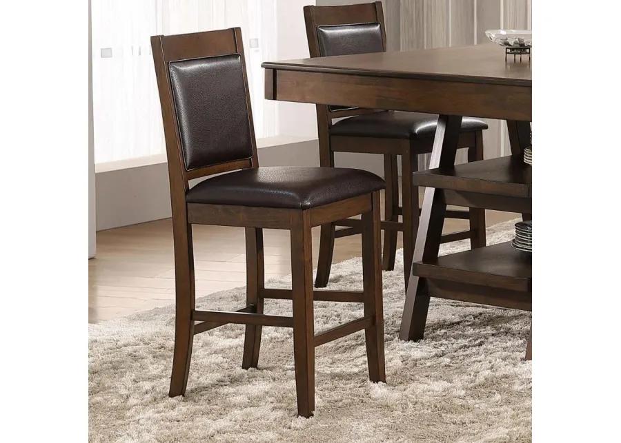 Dewey Upholstered Counter Height Chairs with Footrest (Set of 2) Brown and Walnut