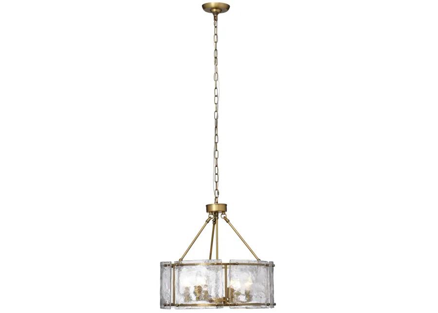 Glenn Large Round Metal Chandelier, Antique Brass