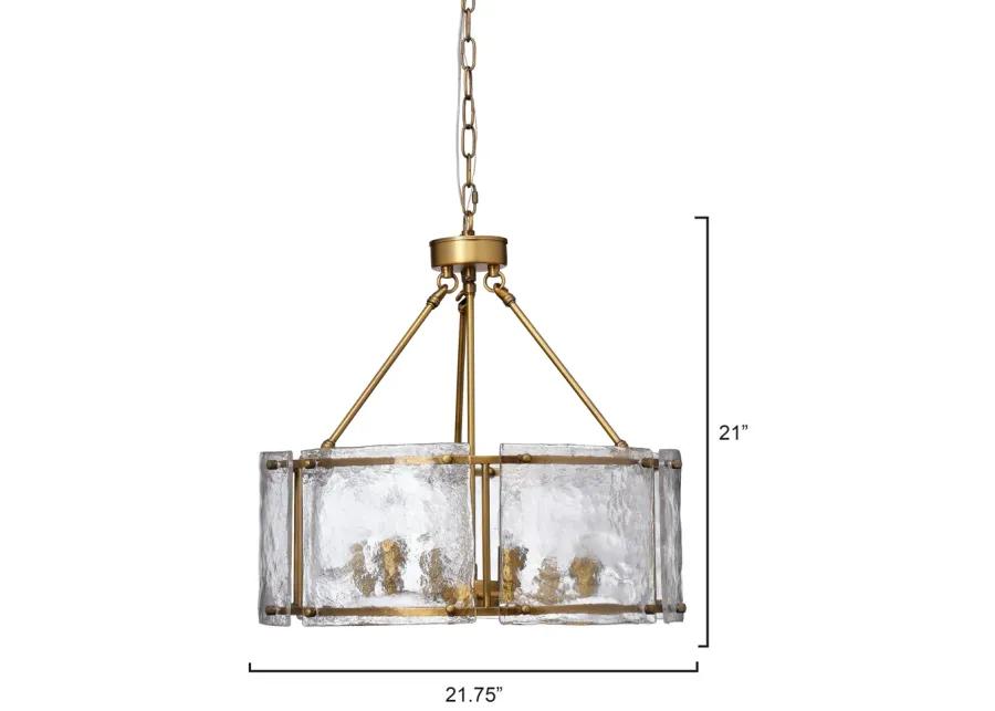 Glenn Large Round Metal Chandelier, Antique Brass