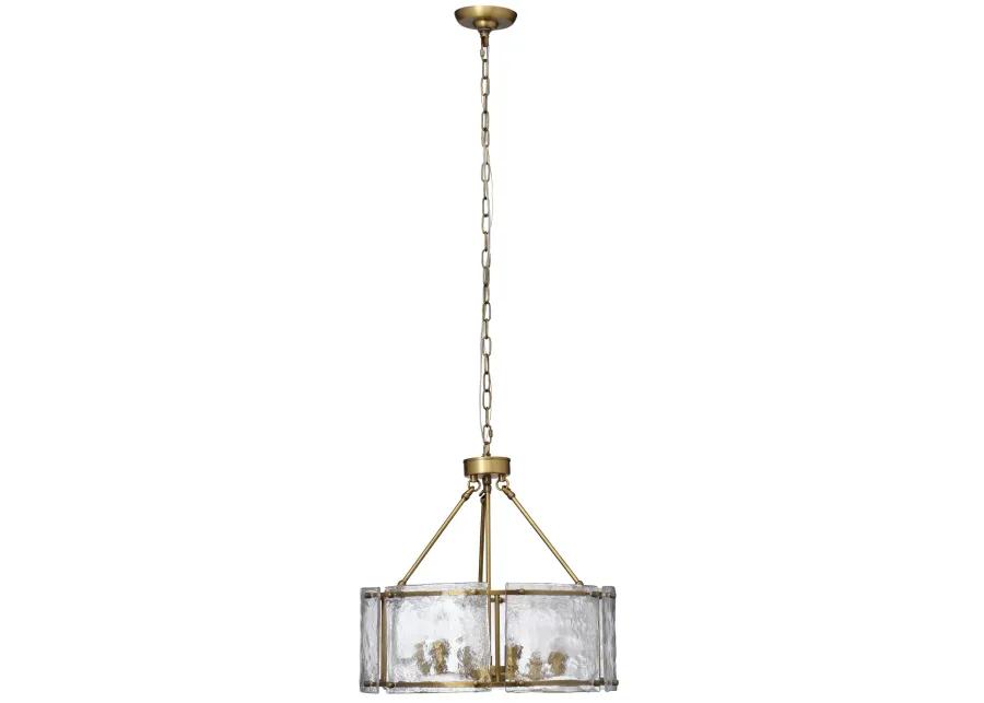 Glenn Large Round Metal Chandelier, Antique Brass