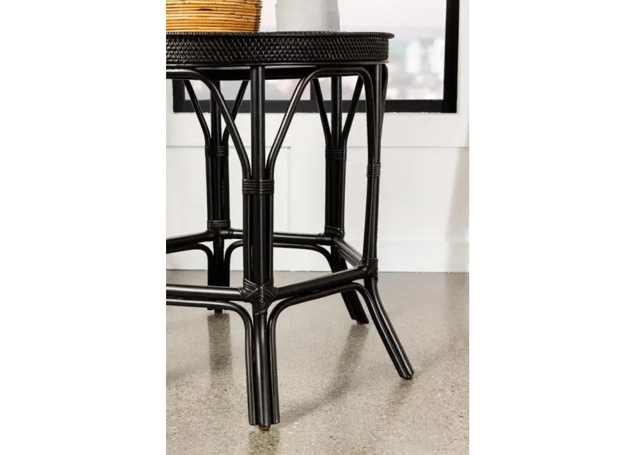 Antonio Round Rattan Tray Top Accent Table Black