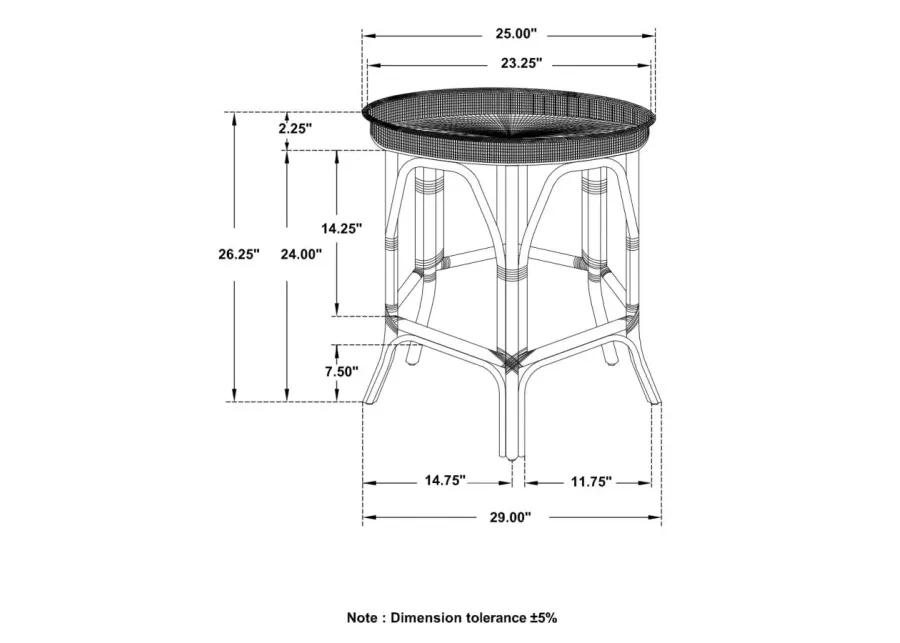 Antonio Round Rattan Tray Top Accent Table Black