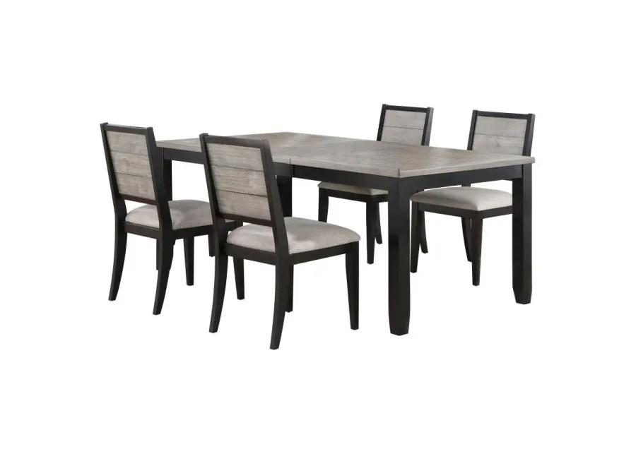 Elodie 5-piece Dining Table Set with Extension Leaf Grey and Black